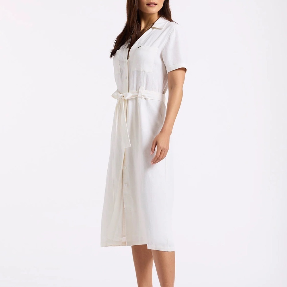 NWT Buffalo David Bitton Carlene Women's Button-Down Midi Dress with Waist Tie